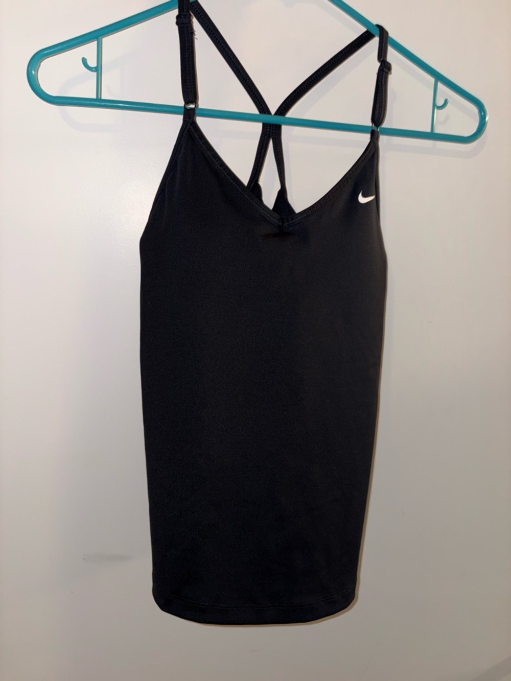 Nike Black Women's Training Tank with White Swoosh XS NWT BUILT IN BRA